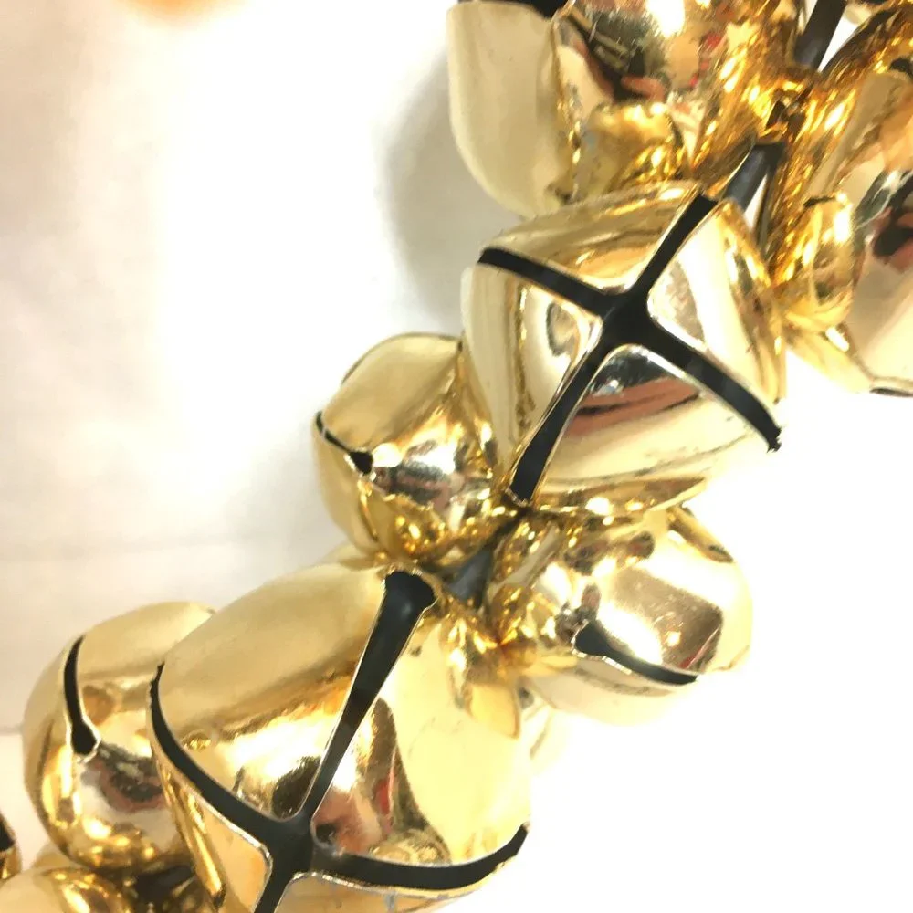 Door Bell Wreath Gold Jingle Bells Gold Bow